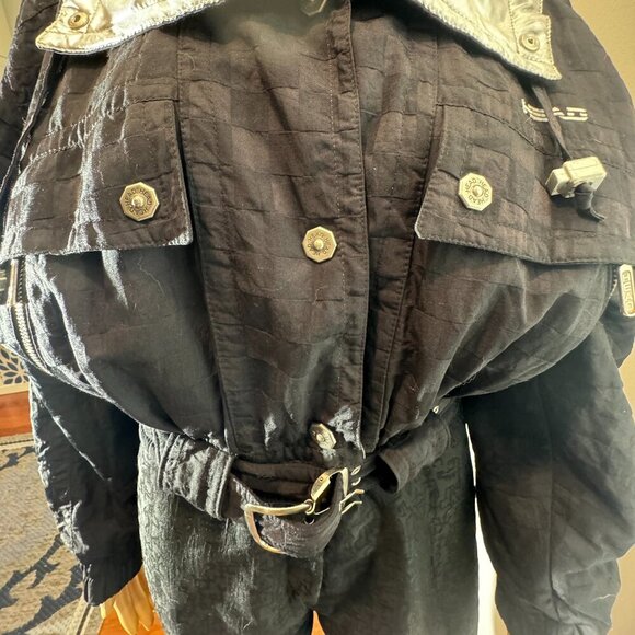 Vintage HEAD Sportswear One Piece Black and Silver Ski Suit - Size 10 Petite - Picture 5 of 16